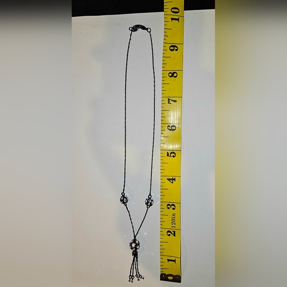 Vintage Y Drop Shimmering Stone Tassel Necklace - Picture 4 of 5